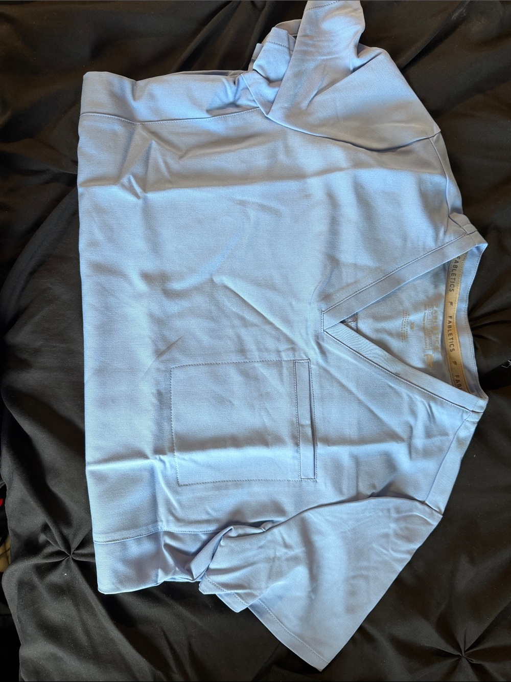 Fabletics Light Blue V-Neck Short Sleeve Pocket Tee